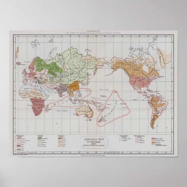 Poster Carte des langues du monde (Devant)