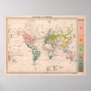 Poster Carte des langues du monde ancien (1907)
