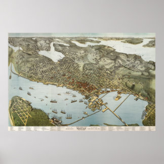 Poster Carte des oiseaux de Seattle - 1891 (Koch) BigMapB