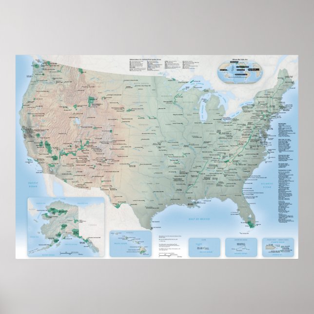 Poster Carte des parcs nationaux USA 2020 (Devant)