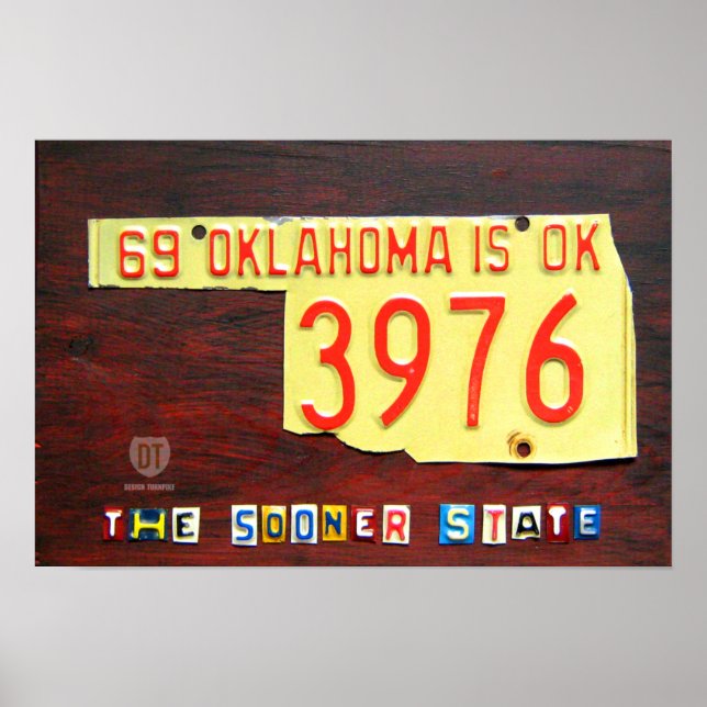 Poster Carte des plaques de licence de l'Oklahoma (Devant)