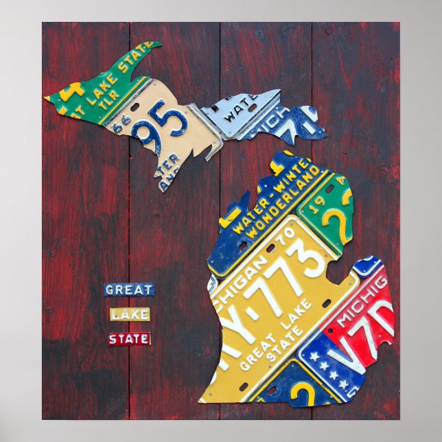 Poster Carte des plaques de licence du Michigan 2017 (Devant)