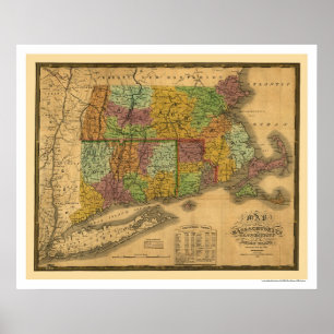 Poster Carte des premiers chemins de fer 1831