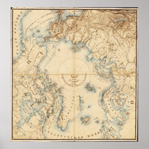 Poster Carte des régions arctiques et adjacentes (1855)