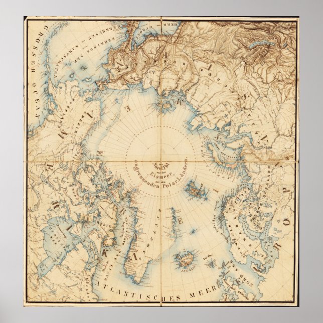 Poster Carte des régions arctiques et adjacentes (1855) (Devant)