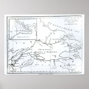 Poster Carte des régions d'Europe et d'Asie