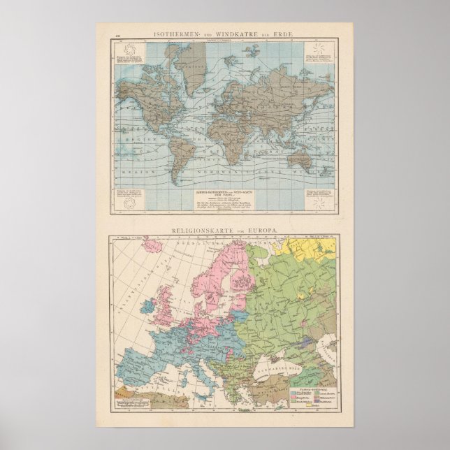 Poster Carte des religions en Europe (Devant)