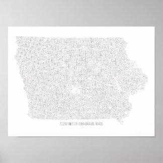 Poster Carte des routes de galets de l'Iowa