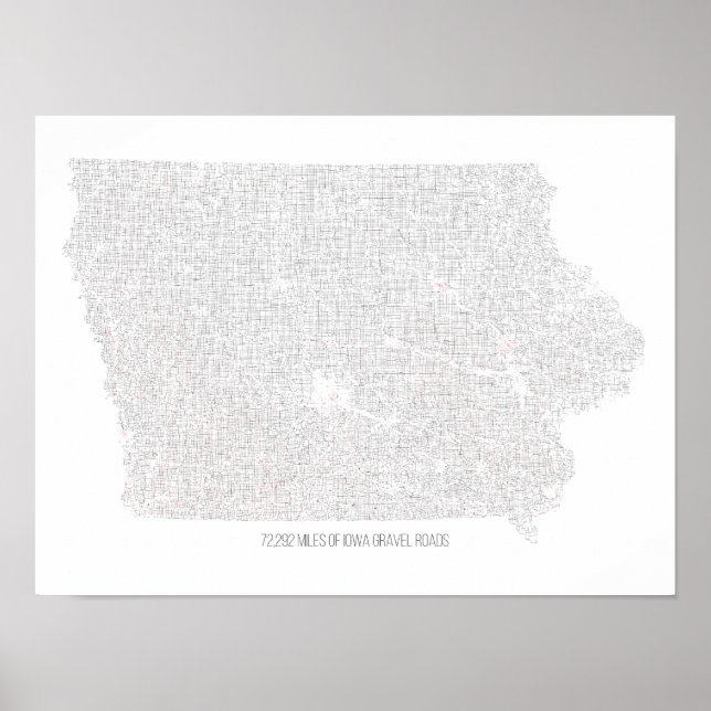 Poster Carte des routes de galets de l'Iowa (Devant)