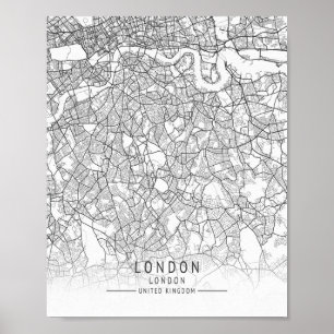 Poster Carte des rues de Londres moderne, Angleterre