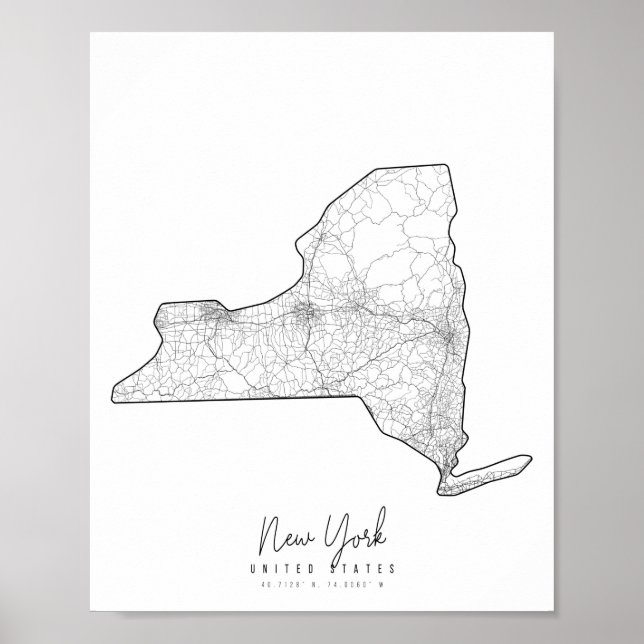 Poster Carte des rues de New York Minimal (Devant)