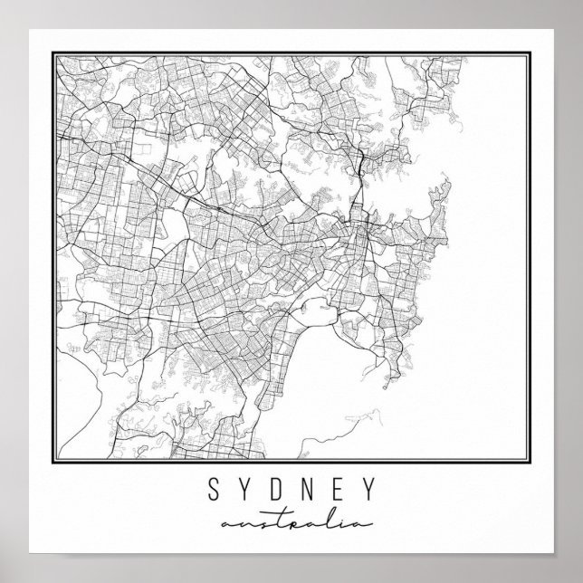 Poster Carte des rues Sydney Australie (Devant)