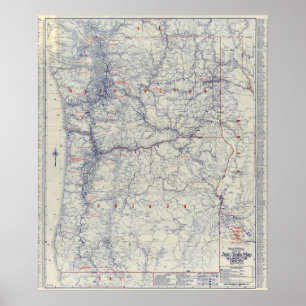 Poster Carte des sentiers automobiles officiels 1925 de R
