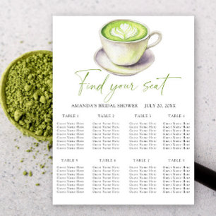 Poster Carte des sièges Mariage à thé Matcha