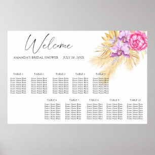 Poster Carte des sièges mariages pour fleurs de bouho d'a