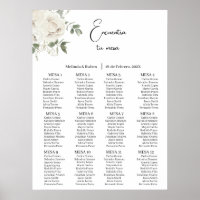 Carte des sièges mariages Rose blanche
