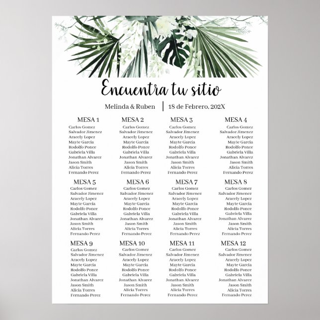 Poster Carte des sièges mariages verdoyants (Devant)