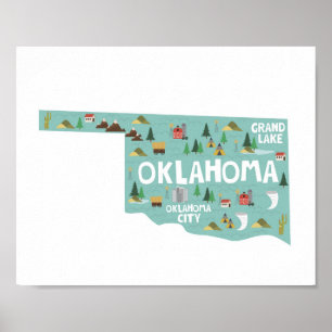 Poster Carte des sites de l'icône Oklahoma