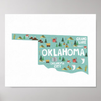 Poster Carte des sites de l'icône Oklahoma