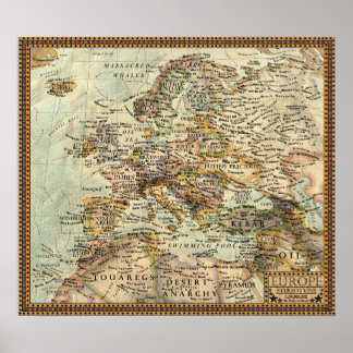 Poster Carte des stéréotypes - Europe