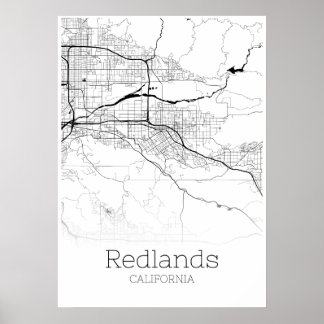 Poster Carte des terres rouges - Californie - Carte de la