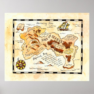 Poster Carte des trésors de l'île de Chance