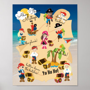 Poster Carte des trésors personnalisés du pirate