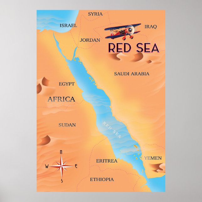 Poster Carte des voyages en mer Rouge (Devant)