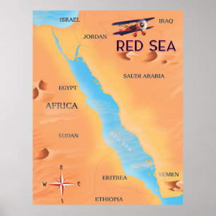 Poster Carte des voyages en mer Rouge