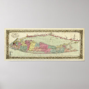 Poster Carte des voyageurs de Long Island, 1855-1857