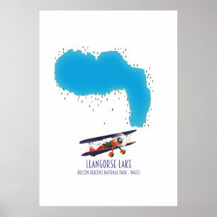 Poster Carte des walests du phare du lac Llangorse Brecon