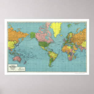Poster Carte détaillée 1942 du monde de 2ÈME GUERRE