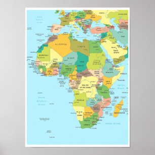 Poster Carte détaillée du continent africain