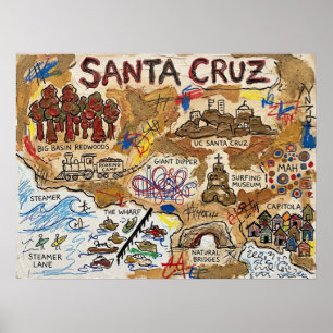 Poster Carte détaillée touristique de Santa Cruz – Monume