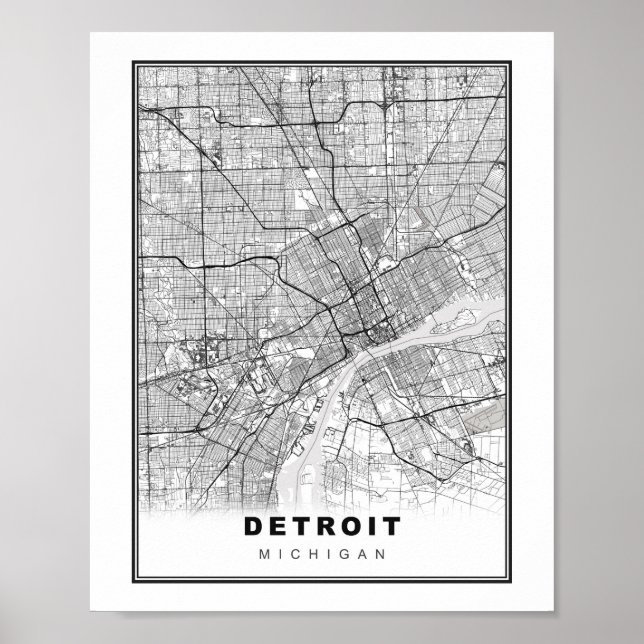 Poster Carte Détroit (Devant)