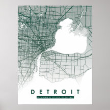 Poster Carte Détroit