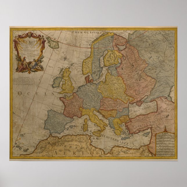 Poster Carte d'Europe | 1700 (Devant)