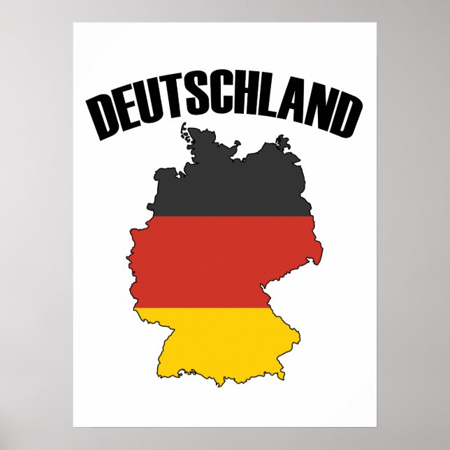 Poster Carte Deutschland - Drapeau allemand - Allemagne V (Devant)