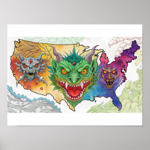 Poster Carte d'Halloween USA effrayant