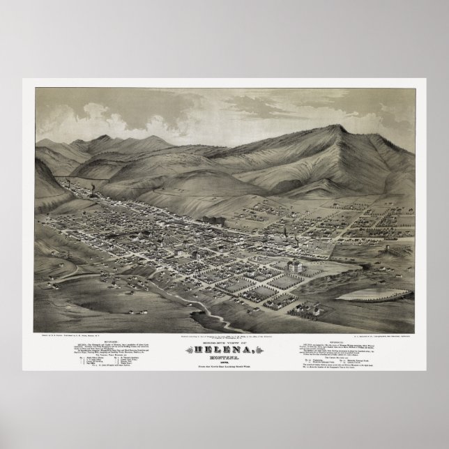 POSTER CARTE D'HELENA MONTANA 1875 (Devant)