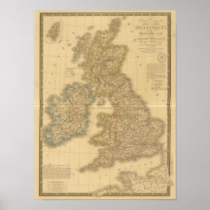 Poster Carte d'îles britanniques