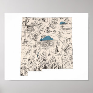 Poster Carte d'image Vintage du Nouveau-Mexique