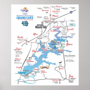 Poster Carte dimensionnelle 19 d'OK grand de lac