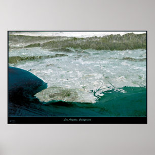 Poster Carte d'impression satellite de Los Angeles, CA Pe