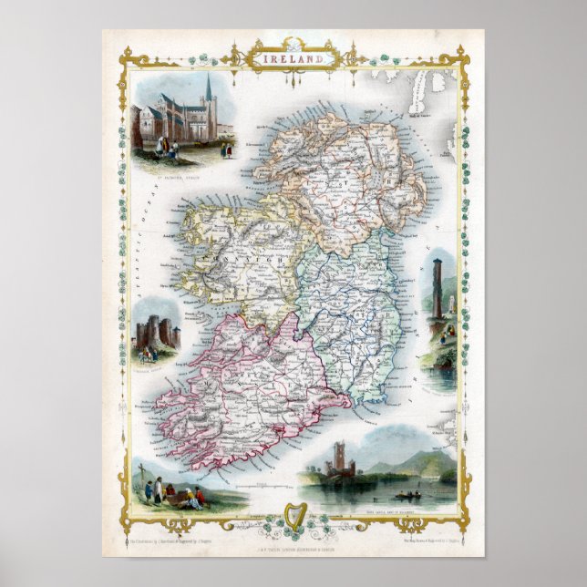 Poster Carte d'Irlande 1851 (Devant)