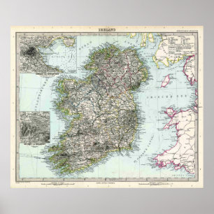 Poster Carte d'Irlande 1891