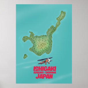 Poster Carte d'Ishigaki Okinawa, Japon