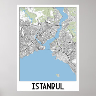 Poster Carte d'Istanbul, Turquie