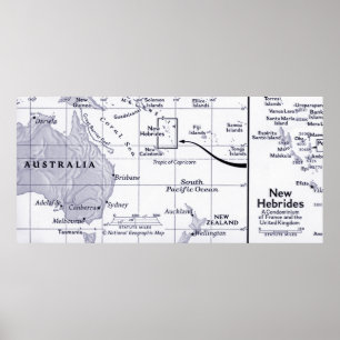 Poster Carte d'océan de South Pacific