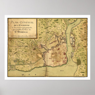 Poster Carte dominicaine 1805 de Saint-Domingue